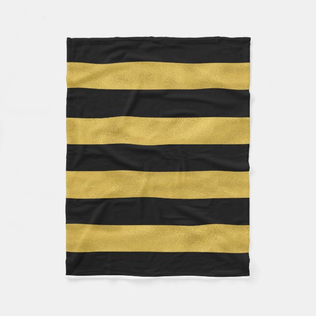 Gold u. schwarzer Streifen Fleecedecke (Vorderseite)