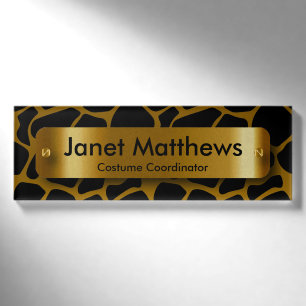 Gold u. schwarzes Giraffen-Muster mit Namenschild