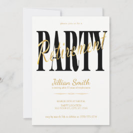 Gold u. Schwarzes, moderne Ruhestands-Party Einladung