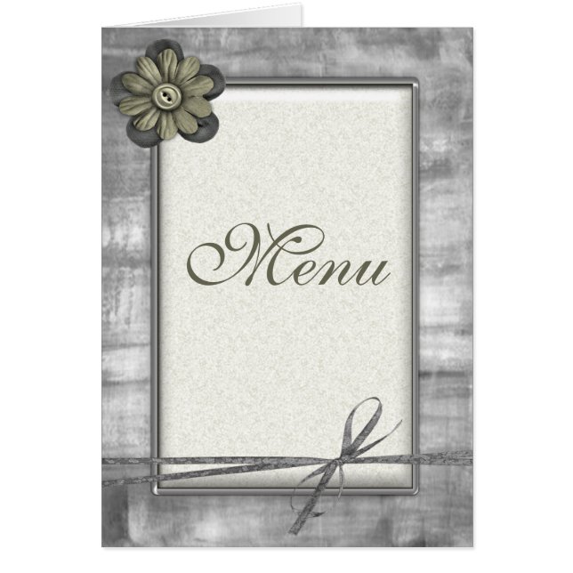 Gold-u. Silber-Band-Blumen - Hochzeits-Menü-Karten (Vorne)