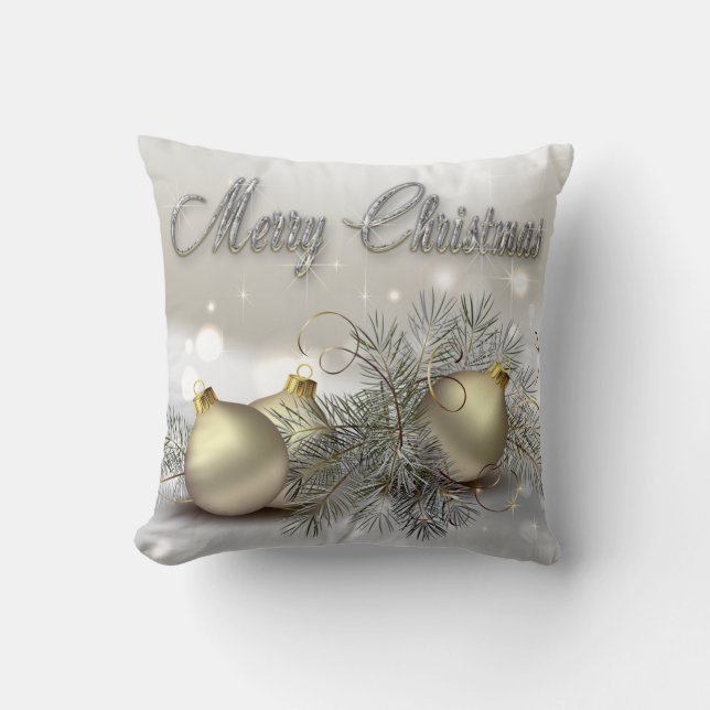 Gold-u. Silber-Schimmer-Weihnachtsverzierungen Kissen (Vorderseite)