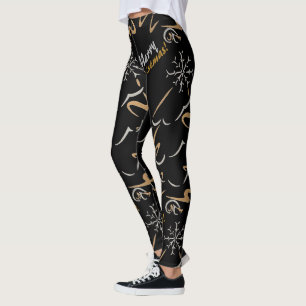 Gold-u. Silber-Weihnachtsbaum (Schwarzes) Leggings