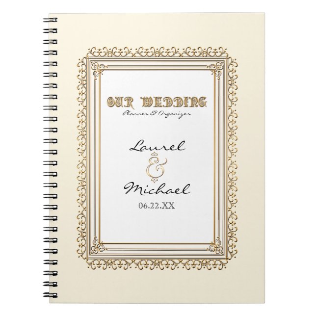 Gold-u. Spitze-klassischer formaler eleganter Notizblock (Vorderseite)