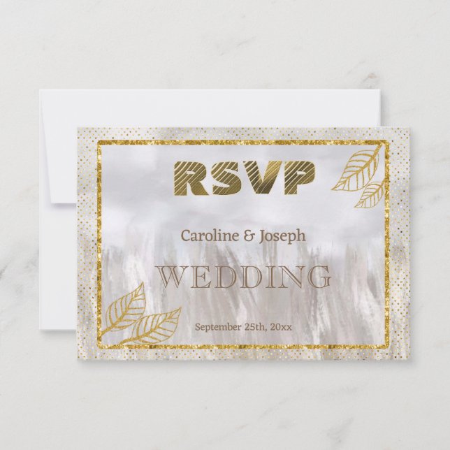 Gold UAWG Glitzer Landschaft Hochzeit RSVP Karte (Vorderseite)