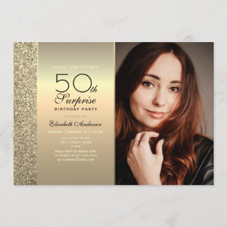 Gold Überraschung Foto 50. Geburtstag Einladung