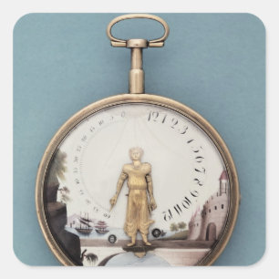 Gold umkleidete Uhr der Tasche BHen-l'air Quadratischer Aufkleber