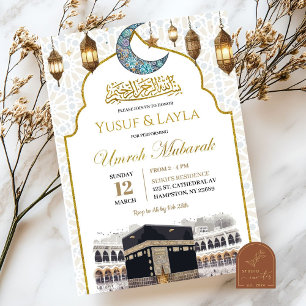 Gold Umroh Mubarak Muslim Einladung, Einladung
