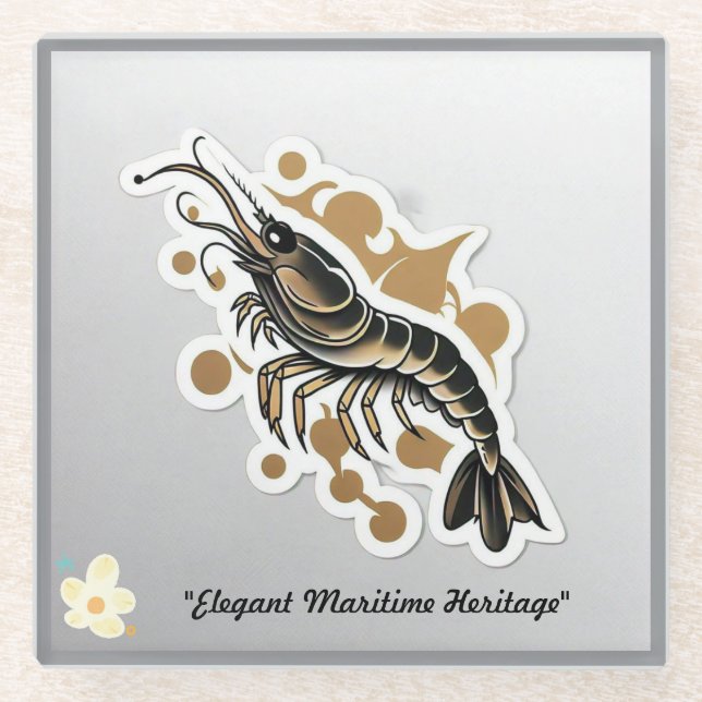 "Gold und Anker" Glasuntersetzer (Vorderseite)