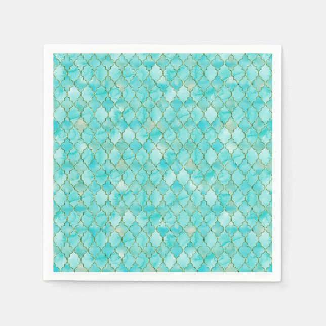 Gold und Aqua Maroccan Serviette (Vorderseite)