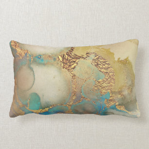 Gold und aquamarin gestrichen lendenkissen