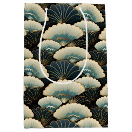 Gold und Aquamarine Gemusterte japanisch inspirier Mittlere Geschenktüte