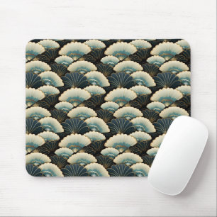 Gold und Aquamarine Gemusterte japanisch inspirier Mousepad