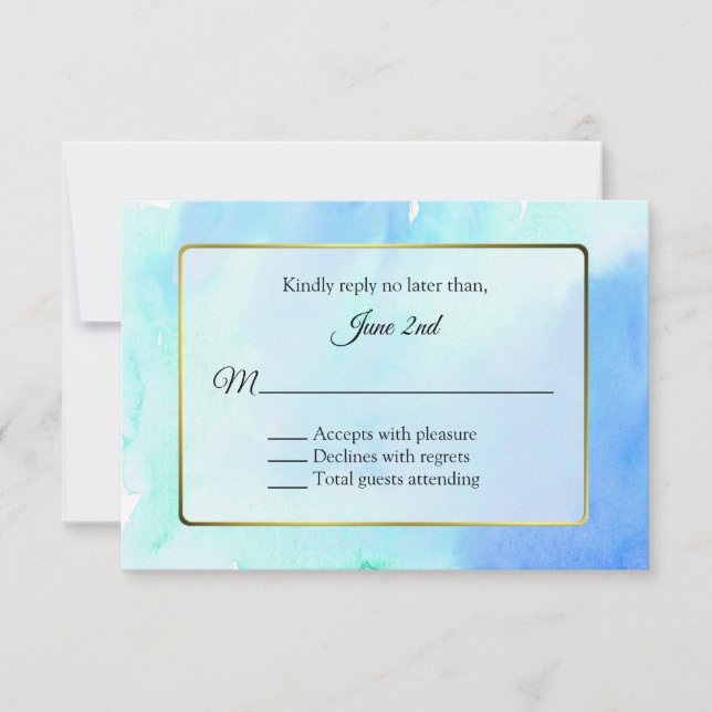 Gold- und Aquarellrahmen-Hochzeitsrampe RSVP Karte (Vorderseite)
