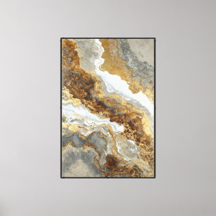 Gold- und Beige-Steinstruktur mit grauen Wirbeln K Leinwanddruck