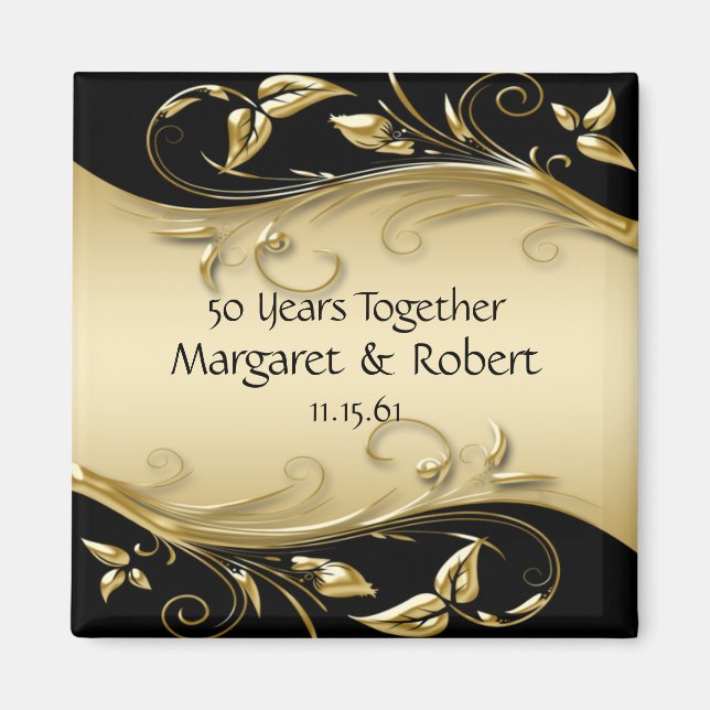 Gold und Black 50th Anniversary Magnet (Vorne)