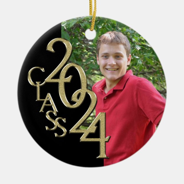 Gold- und Black-Abschluss-Klasse des Fotos 2018 Keramikornament (Vorne)