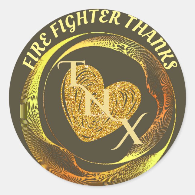 Gold und Black Classic Trendy Moderner Feuerwehrma Runder Aufkleber (Vorderseite)