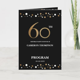 Gold und Black Confetti 60. Geburtstagsprogramm Programm