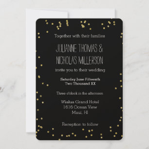 Gold und Black Confetti Dots Hochzeit Einladung