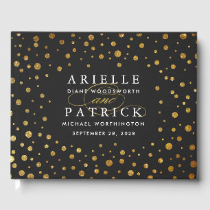Gold und Black Confetti Foil Wedding Gästebuch