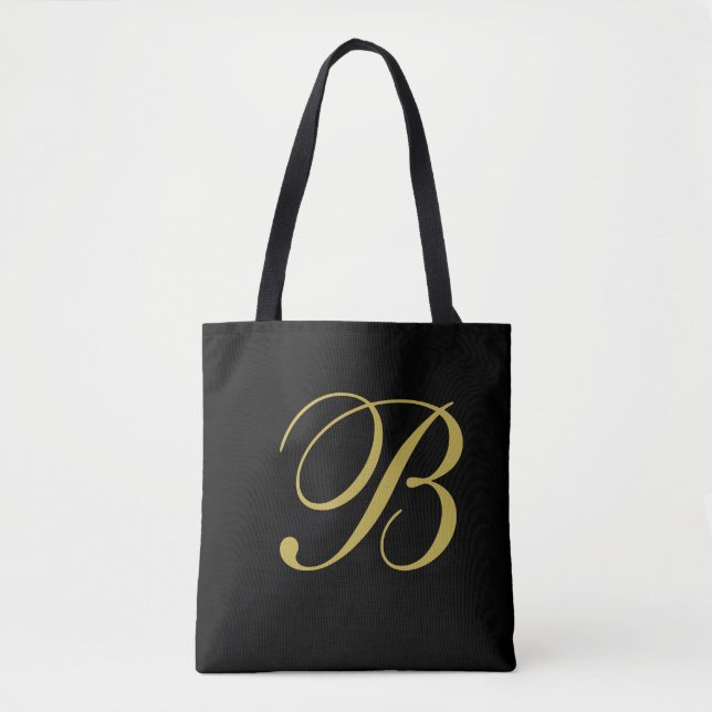 Gold und Black Custom Monogram Tasche (Vorderseite)
