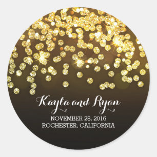 Gold und Black - Diamonds Glitzer Wedding Runder Aufkleber