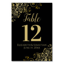 Gold und Black Elegant Frilly Wedding