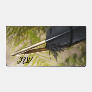 Gold und Black Feather Quill Pen Writer Schreibtischunterlage