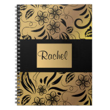 Gold- und Black Floral Gemustert Notebook - jeder