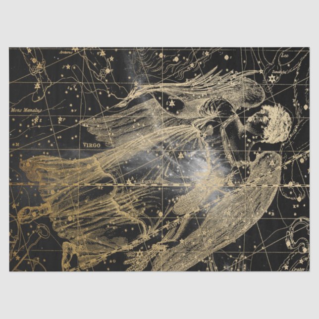 Gold und Black Galaxy Star Map Series Design 10 Seidenpapier (Vorderseite)