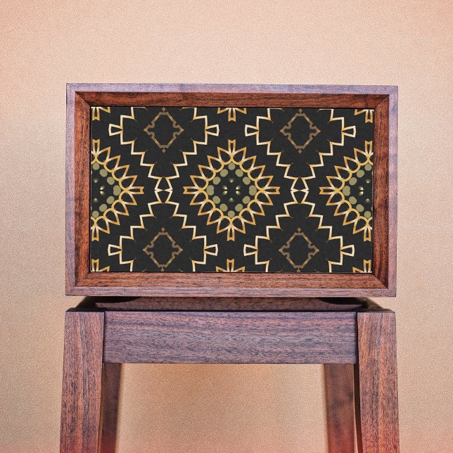 Gold und Black Geometric Ethnic Oriental Arabesque Seidenpapier (Von Creator hochgeladen)