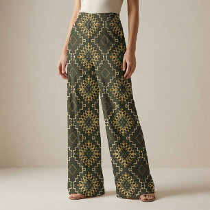 Gold und Black Geometric Ethnic Oriental Arabesque Stoff