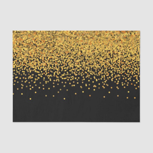 Gold und Black Glam Confetti Dots Seidenpapier (Vorderseite)