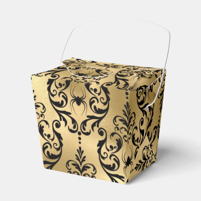 Gold und Black Halloween Damask Geschenkschachtel (Vorderseite)