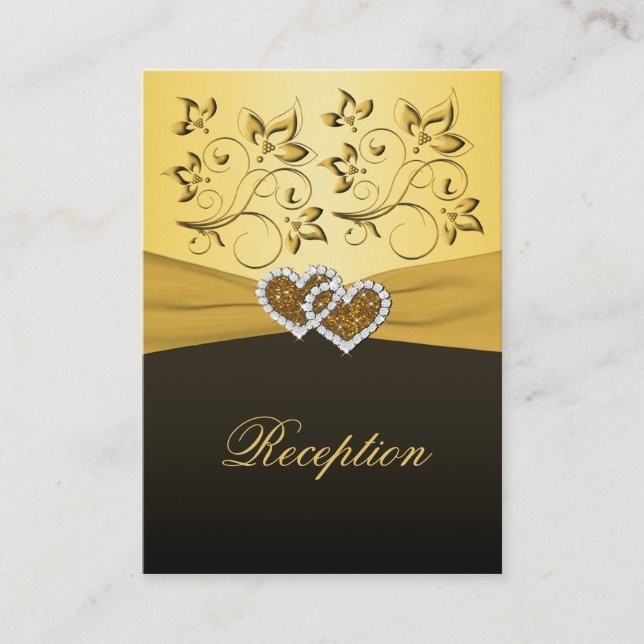 Gold und Black Joined Hearded Empfang Card Begleitkarte (Vorderseite)