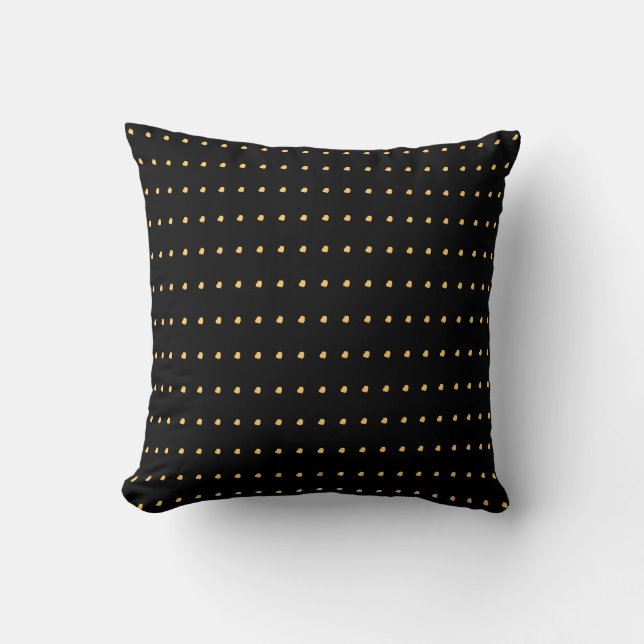 Gold und Black Modern Polka Dots Muster Kissen (Vorderseite)