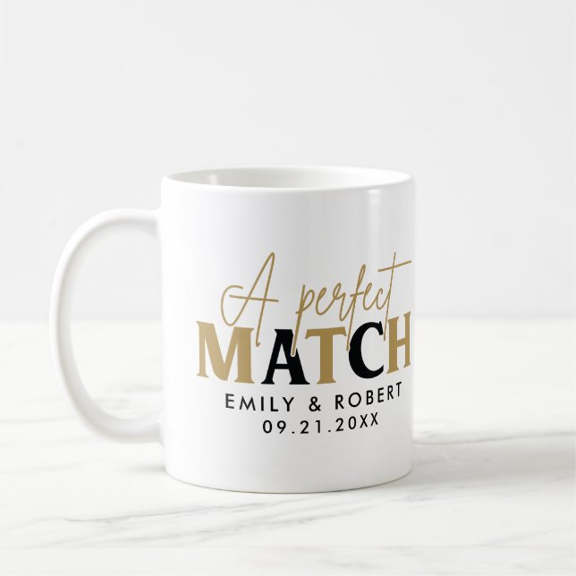 Gold und Black Perfect Match Wedding Gift Kaffeetasse (Links)
