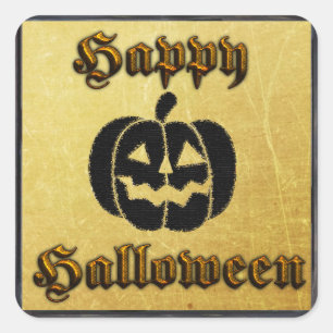 Gold- und Black Pumpkin-Halloween-Sticker Quadratischer Aufkleber