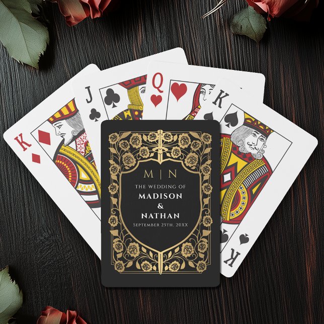 Gold und Black Royal Sword Shield Gastgeschenk Hoc Spielkarten (Von Creator hochgeladen)