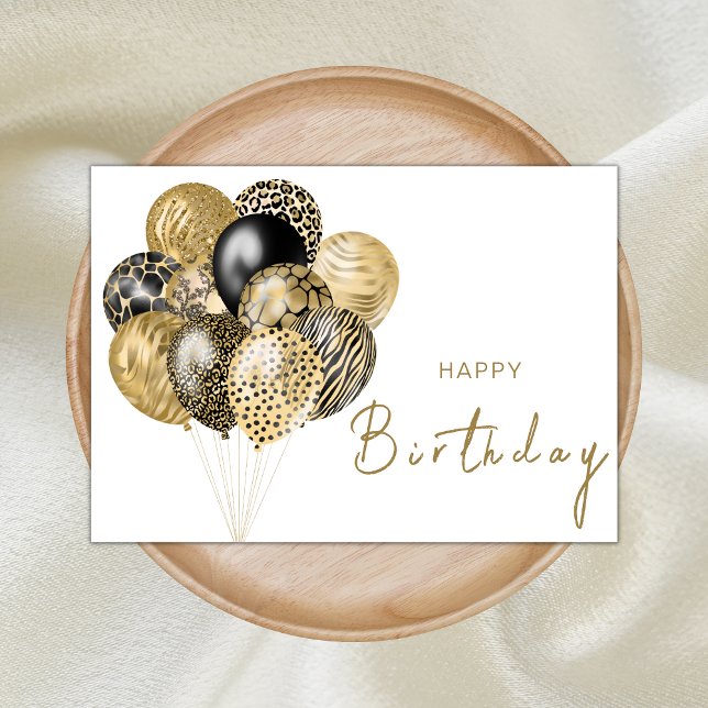 Gold und Black Safari Balloons glücklich zum Gebur Karte (Von Creator hochgeladen)