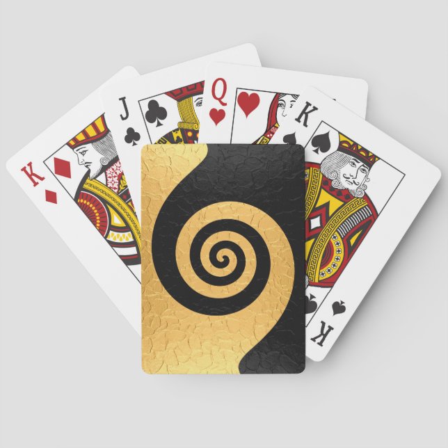 Gold und Black Spiral Muster Stahl Metall Spielkarten (Rückseite)
