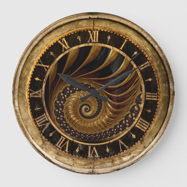 Gold- und Black-Spirale-Uhr Große Wanduhr (Vorderseite)