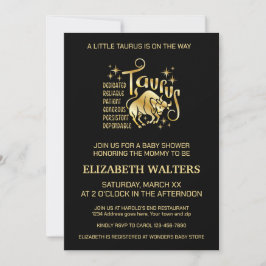 Gold und Black Taurus Zodiac Baby Dusche Einladung