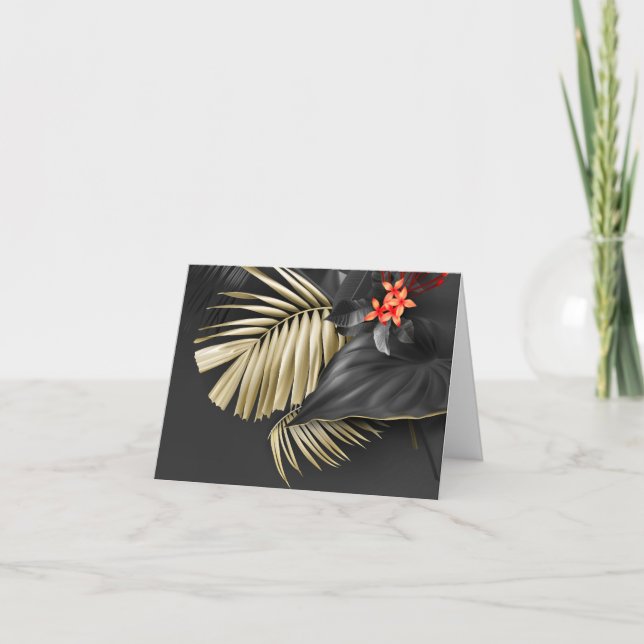 Gold und Black Tropical Dankeskarte (Vorderseite)