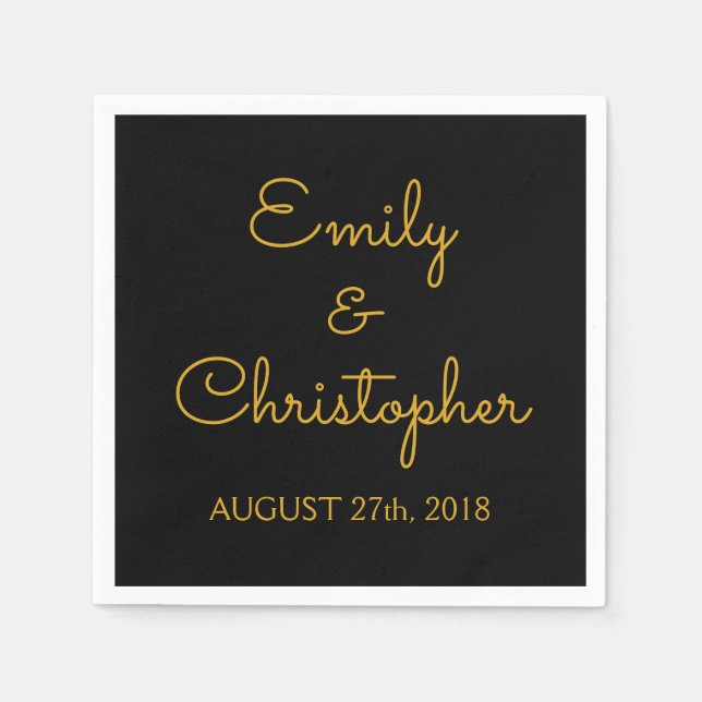 Gold und Black Wedding oder Empfang Einfache Napki Serviette (Vorderseite)
