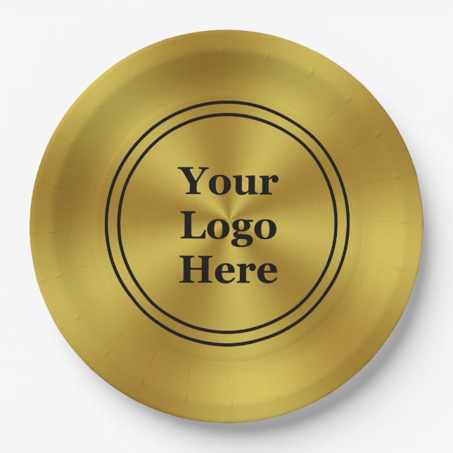 Gold- und Black-Werbung für Ihr Logo Pappteller (Vorderseite)