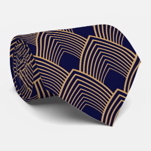 Gold- und Blau Art Deco Muster Krawatte