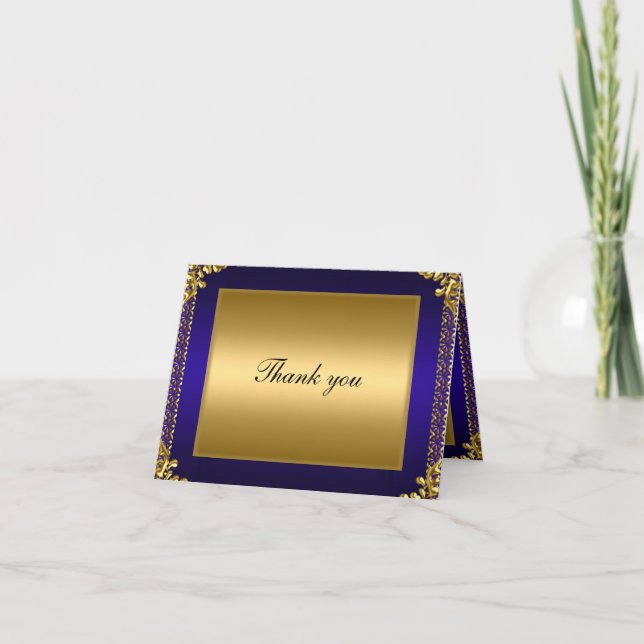 Gold und Blau Dankeschön Karte Fügen Sie Ihren eig (Vorderseite)
