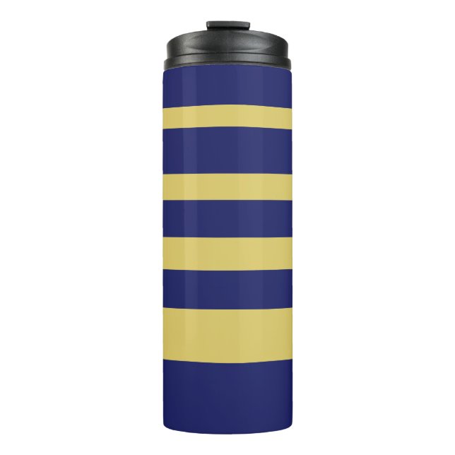 Gold und blau gestreift thermosbecher (Vorderseite)