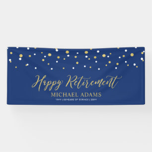 Gold- und Blau-Konfetti Fröhliches Rentnerparty- Banner